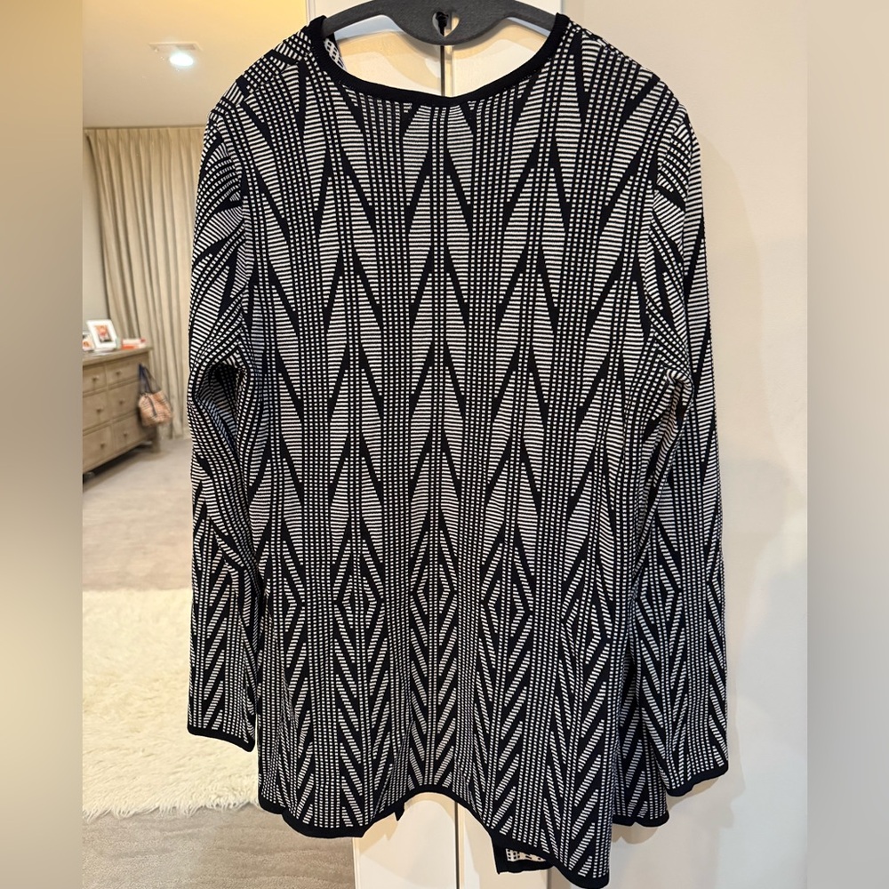 Calvin Klein Open Front Black and Cream Cardigan Size Medium - Picture 2 of 5